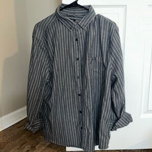 Express Large Button Down Pinstriped Long Sleeve Dress Shirt